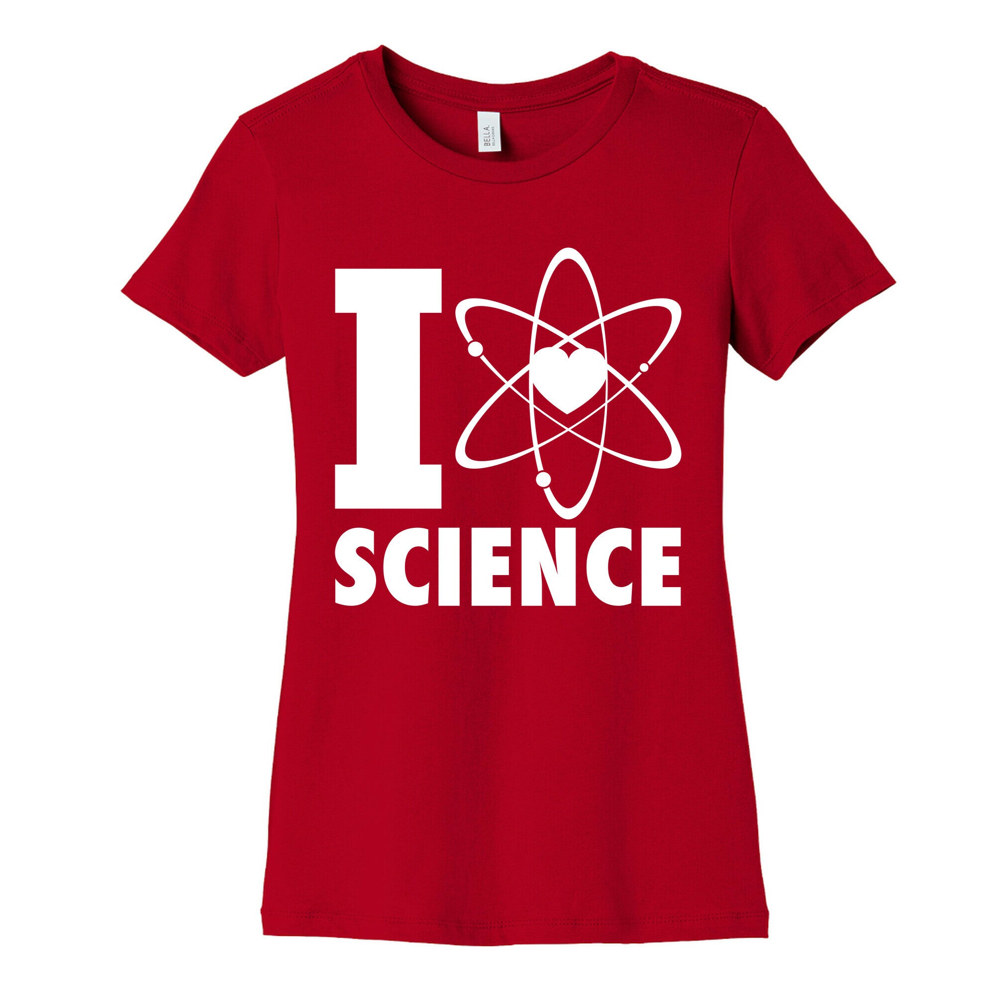 I Love Science (Atom Heart) (White Ink) Women's Cotton Tee